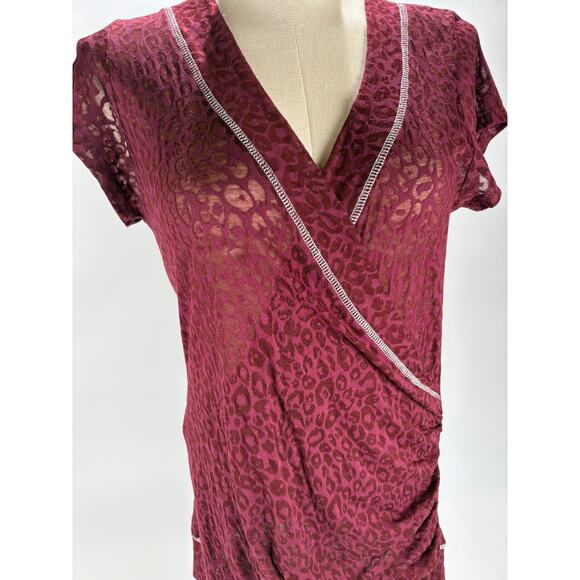 Purple Sheer Top Large Deep V Neck Short Sleeves Blouse Whipsigoth Gothic - Picture 2 of 6